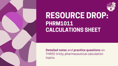 PHRM1011 Calculations Worksheet